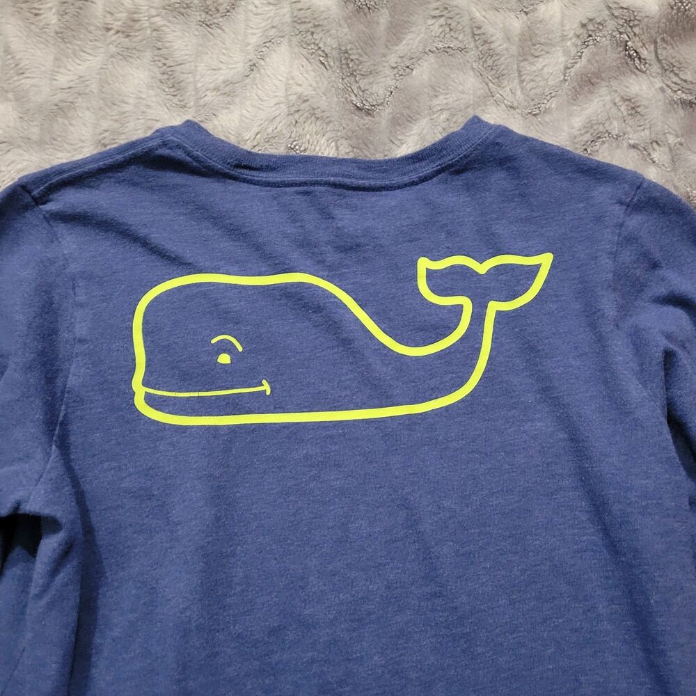 Vineyard Vines Youth Boys Girls M 12-14 Long Sleeve Blue Pocket Whale Shirt